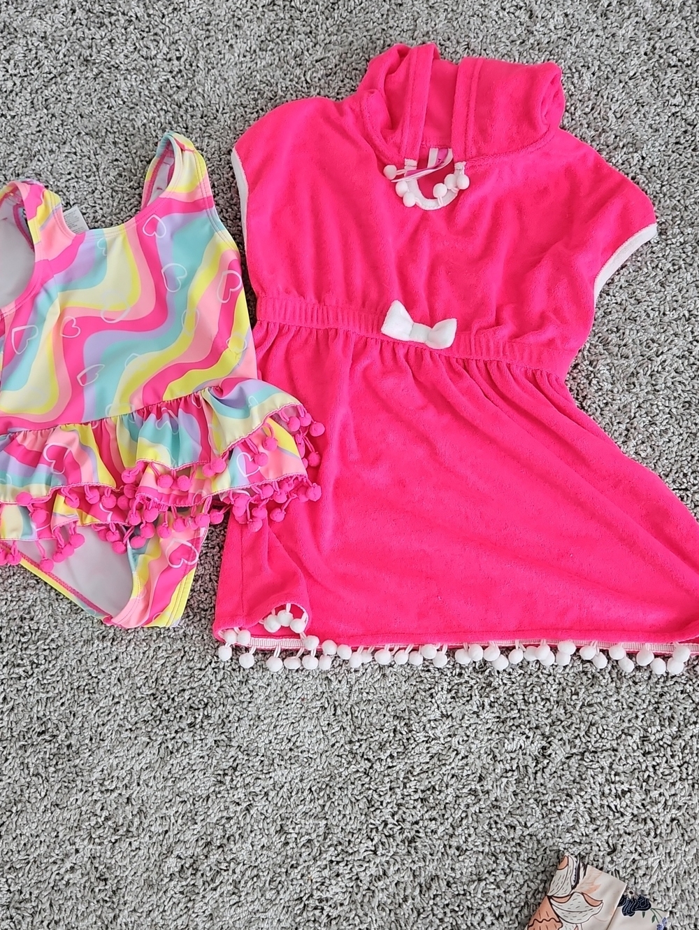 Betsey Johnson Pink & Rainbow Ruffle Girls Two-Piece Swim Set